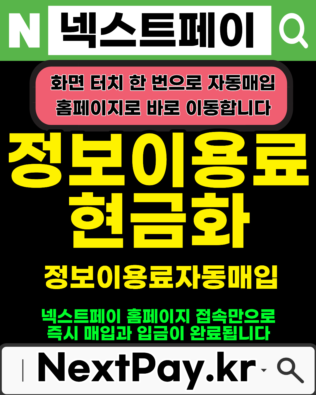 넥스트페이 정보이용료현금화 안전 이용 체크 이미지